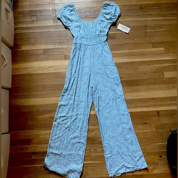 Off the shoulder dusty sage jumpsuit - Picture 1 of 5